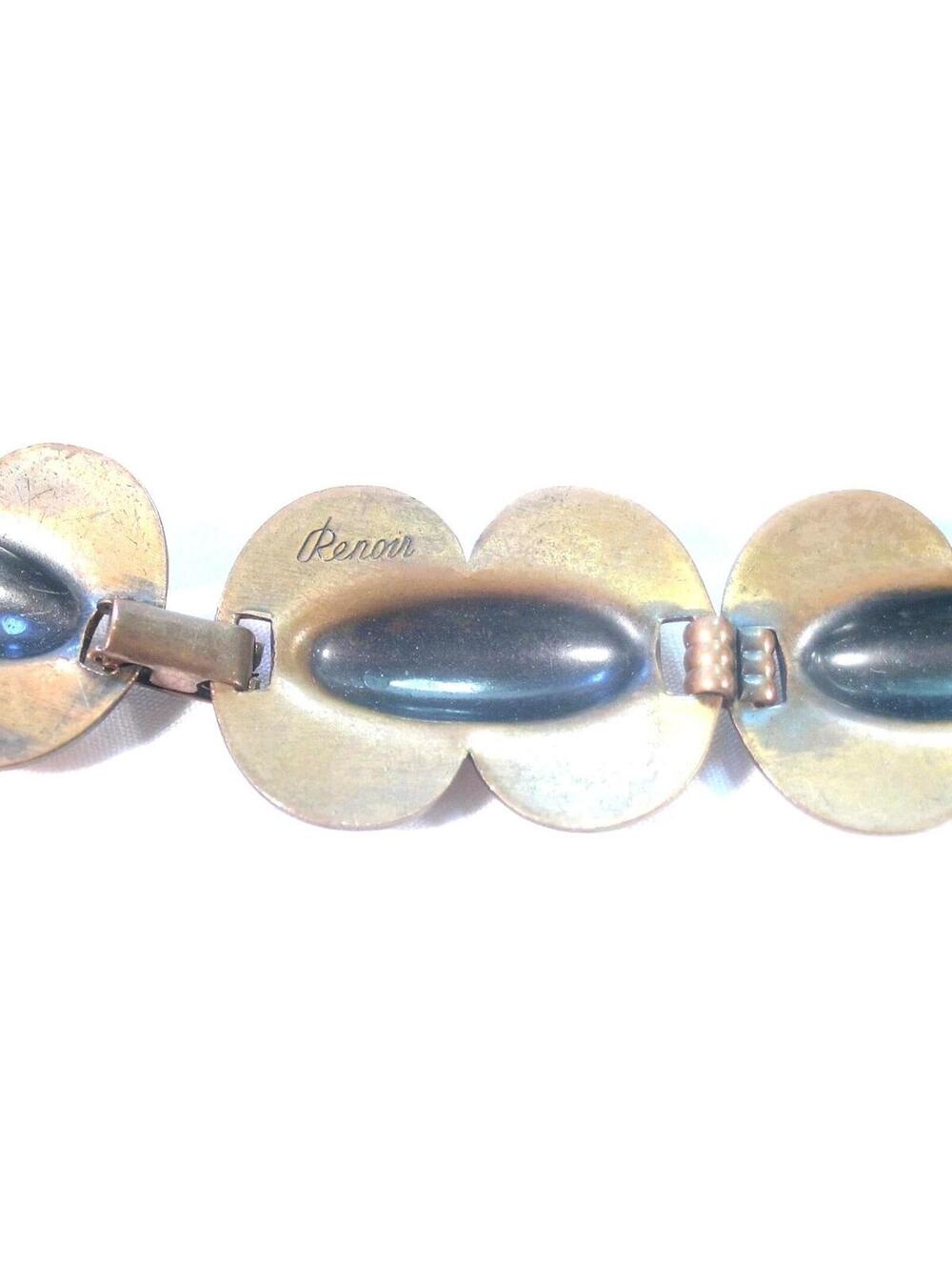 Vintage Renoir Mid Century Modernist Copper & Black Enamel Flower Necklace 165g
